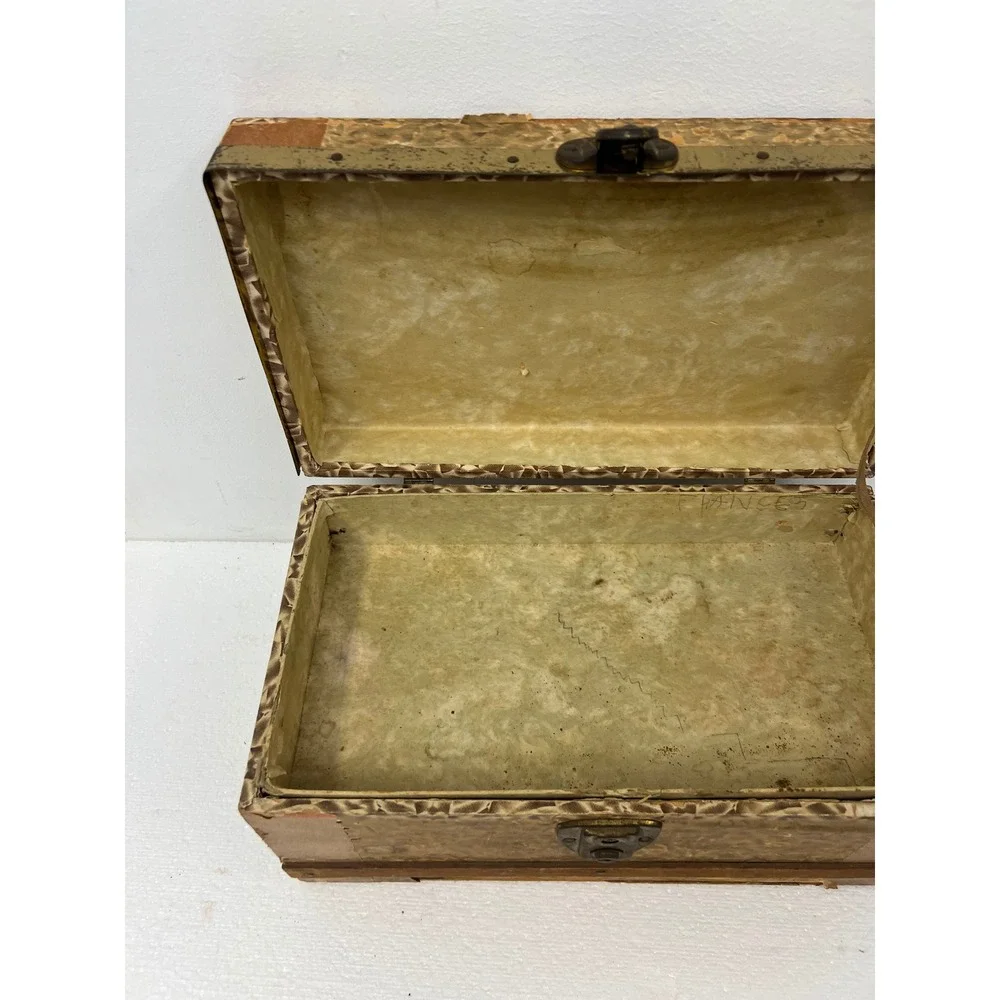 Wood Dollhouse Steamer Trunk Miniature Antique Storage Box Chest SALESMAN SAMPLE